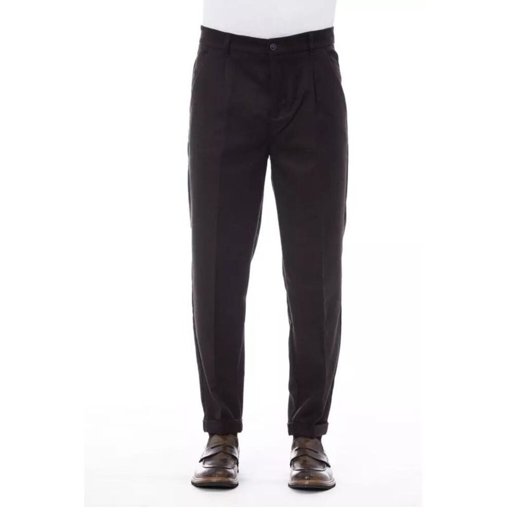 Alpha Studio Pleated Trousers AL23400 Men Brown Pants